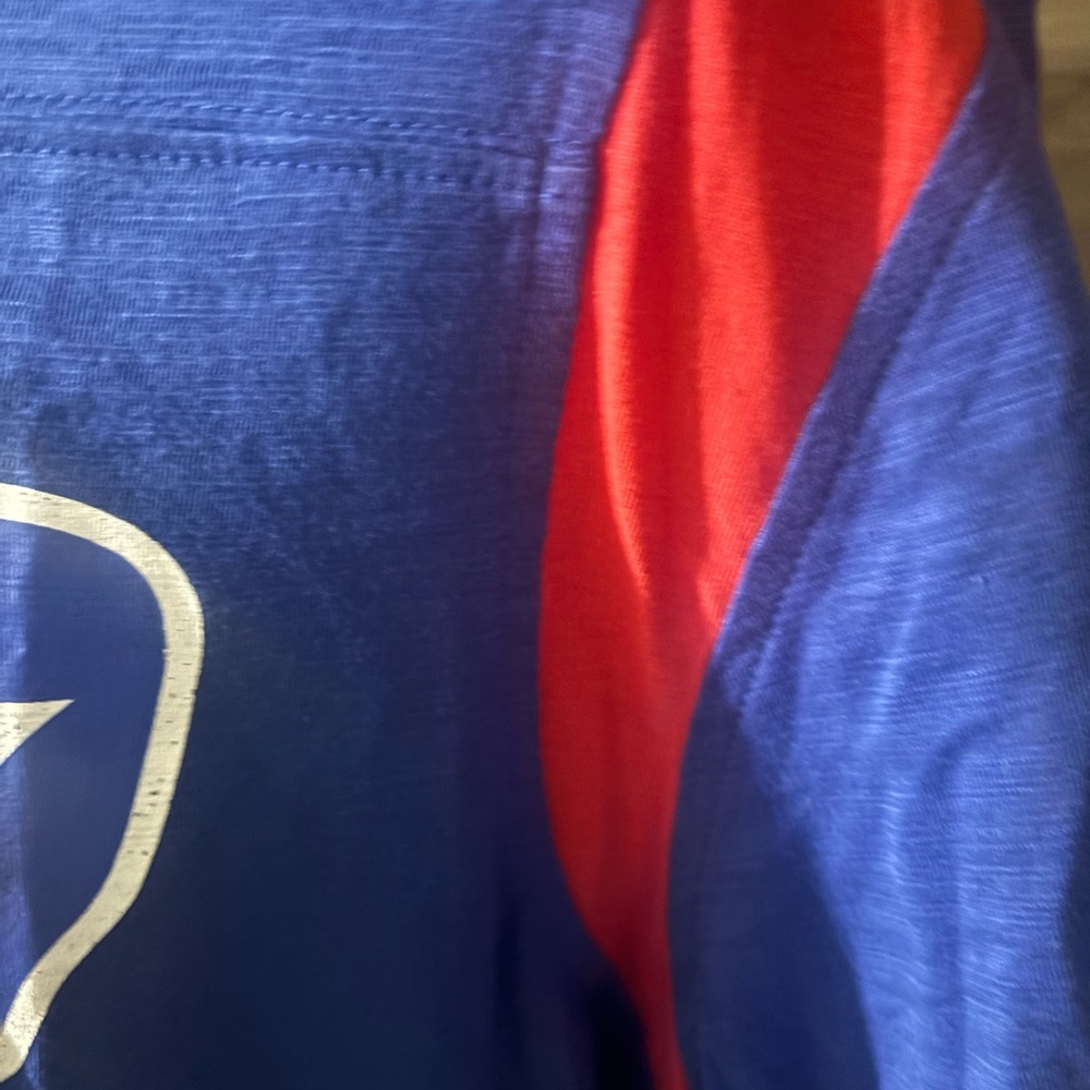 Buffalo Bills Mafia Men's Large L Royal Blue Red Trim Poly Blend Logo Shirt NWT - Picture 3 of 6